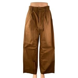 ARCAA Movement Women's Brown High Rise Barrel Baggy Wide Leg Trousers Pants Sz M